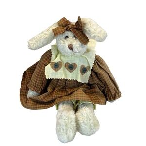 Vintage Boyds Collection Mimosa Hare Rabbit Bunny Plush 1990-97 Brown Plaid Dres